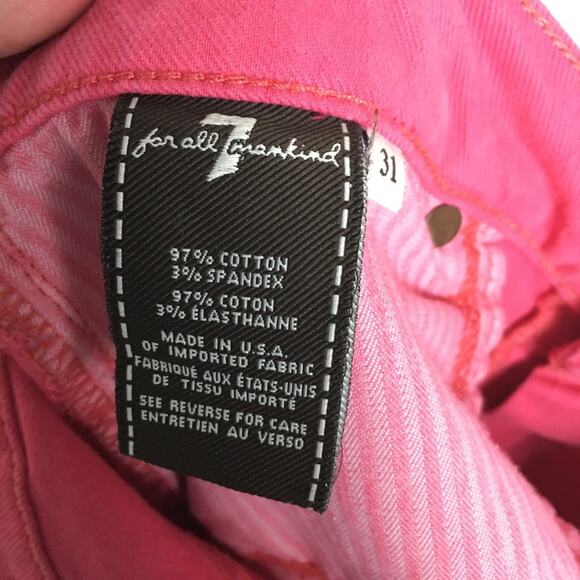 7 For All Mankind Jeans The Slim Cigarette Distressed Peony Pink - Picture 11 of 12